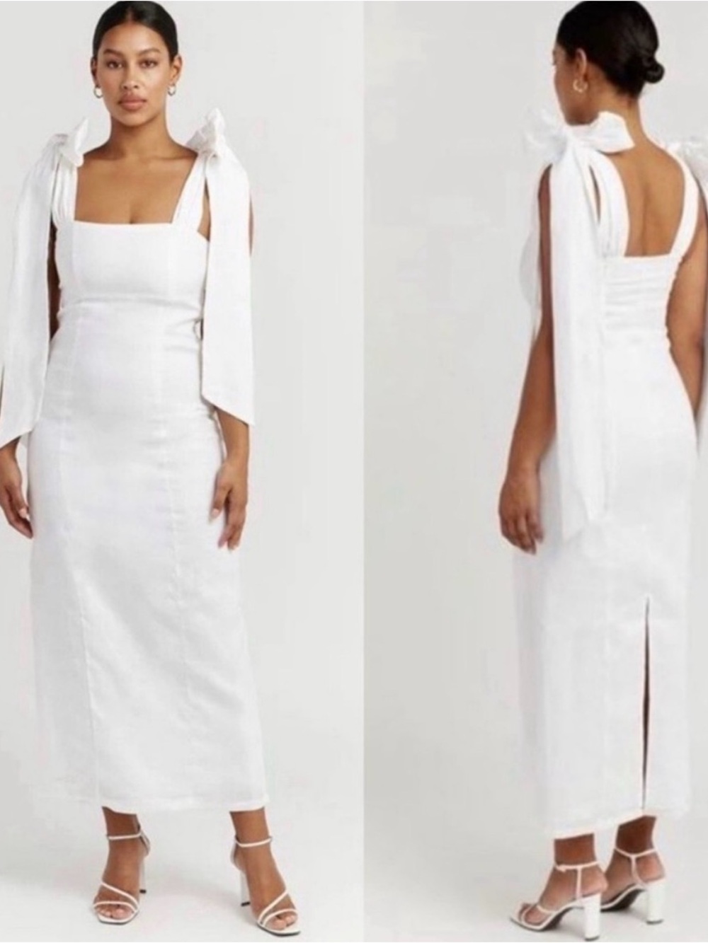 White Linen Tie-Shoulder Dress - Dissh, worn once: